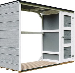 Zewnętrzny schowek na drewno opałowe - 75 x 217 x H159 cm - 1,09+0.53 m² - schowek na drewno i narzędzia - M981-CAVERN STEEL