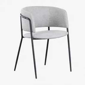 Zestaw 4 Krzeseł Tapicerowanych Nalon Czarny & Tkaniny Jasnoszary & Tkaniny - Sklum