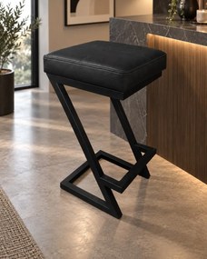 Hoker ZETA krzesło barowe Loft podstawa metalowa : Kolor Stelaża - Czarny , Kolor tkaniny - EKO-SKÓRA - 1D, Typ tkaniny - Eko-skóra