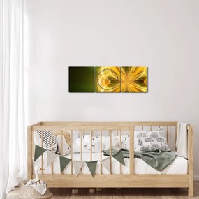 Obraz żółtego kwiatu (z zegarem) (90x30 cm)