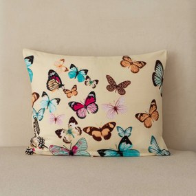 Flanelowa poszewka na poduszkę VIVA BUTTERFLY 40x50 cm, kremowa
