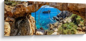 Obraz - Cape Greco (z zegarem) (90x30 cm)