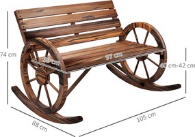 Outsunny Rustykalna Huśtawka Ogrodowa z Drewna - Wypalana, 105x88x74cm - Relaks na Świeżym Powietrzu