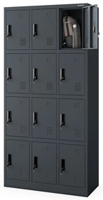 Szafka skrytkowa socjalna BHP metalowa MARCIN, 900 x 1850 x 400 mm, antracytowa
