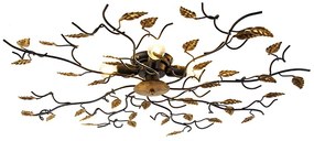W stylu vintage lampa sufitowa czarna ze złotem 80 cm 4-światła - Foglie klasyczny/Antyczny Oswietlenie wewnetrzne