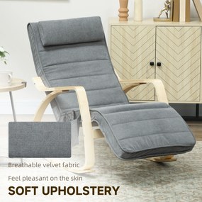 HOMCOM Fotel bujany z funkcją masażu, ogrzewaniem lędźwiowym, 3 tryby, materiałowa tapicerka, Szary