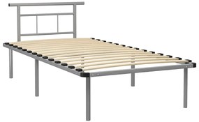Szare metalowe łóżko pojedyncze 100x200 cm - Nikel