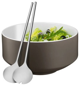Komplet misy do sałatek i dużych sztućców WMF Cromargan® Moto, ⌀ 13 cm
