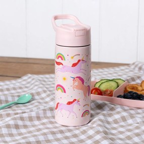 Jasnoróżowa butelka dla dzieci ze stali nierdzewnej 500 ml Unicorn – Rex London
