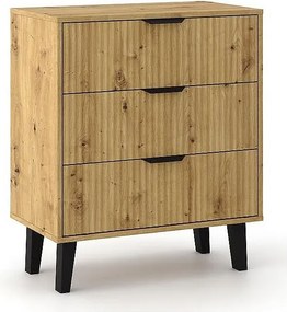 Komoda Scandi 3S Slim | Dąb Artisan  | 70x39x81.5 cm | Nowoczesny Design