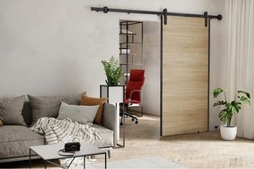 Emporius Drzwi przesuwne 100 cm Ares - drzwi naścienne z systemem regulowanym oraz samodomykaczem - Dąb sonoma