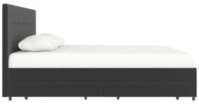 Ciemnoszare tapicerowane łóżko dwuosobowe ze schowkiem 180x200 cm Rose – Støraa
