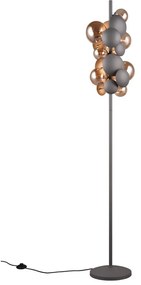 Lampa stojąca w szaro-złotym kolorze ze szklanym kloszem (wys. 155 cm) Bubble – Trio Select