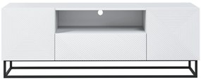 Szafka RTV Asha 167 cm z szufladą i metalowym stelażem - biały mat