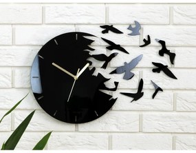 Zegar ścienny okrągły z cichym mechanizmem na ścianę akrylowy z ptakami
