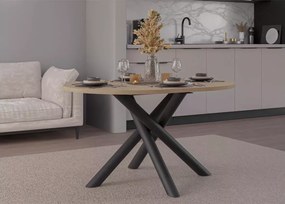 Nowoczesny stół YOKO owalny 138 cm do jadalni – blat laminowany, metalowe czarne nogi