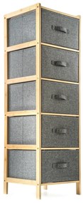 G21 Bambusowy regał z koszykami, 5 półek, szary, 5 pięter