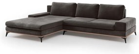 Ciemnobrązowy rozkładany narożnik z aksamitnym obiciem Windsor &amp; Co Sofas Astre, lewostronny
