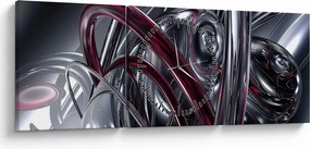 Obraz szarej abstrakcji (z zegarem) (90x30 cm)