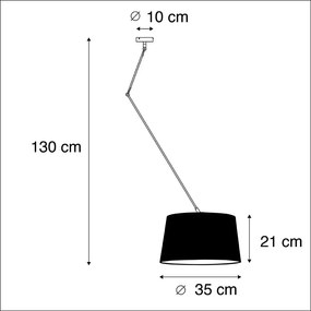 Lampa wisząca regulowana czarna klosz plisowany kremowy 35cm - Blitz I klasyczny/Antyczny Oswietlenie wewnetrzne