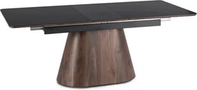 Stół Rozkładany Prostokątny LIZBONA 160-200 cm Ceramiczny Czarny/Orzech do Jadalni Loft