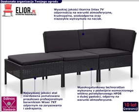 Czarny zestaw wypoczynkowy leżanka do ogrodu D1-C14