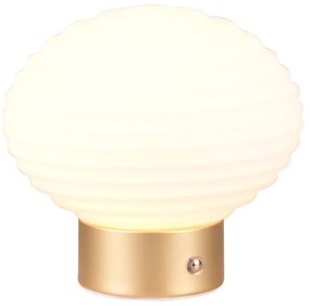 Lampa stołowa LED w biało-złotym kolorze ze ściemniaczem i szklanym kloszem (wys. 14,5 cm) Earl – Trio