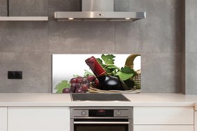 Panel szklany do Kuchni Kosz Pełen Winogron i Wino