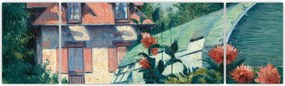 Obraz - Gustave Caillebotte, Dahlias, Garden at Petit Gennevilliers, reprodukcje (170x50 cm)