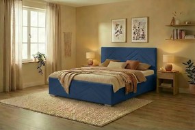 Łóżko CINDY 180x200 cm Granatowy Z materacem