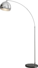 HOMCOM Łukowa lampa stojąca, regulowana, z przełącznikiem nożnym, podstawa imitującą marmur, 170-180cm, Srebrny/Czarny
