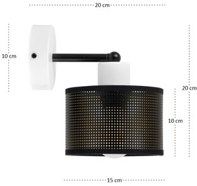 Biały kinkiet jednopunktowy z czarnym abażurem WD-BE-1010WE-SC