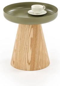 GINA Ława Stolik kawowy Okrągły fi.40 cm Naturalny Zielony Skandynawski