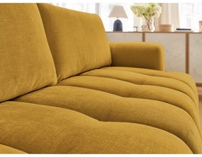 Musztardowa rozkładana/ze schowkiem sofa 251 cm Fuji – Bobochic Paris