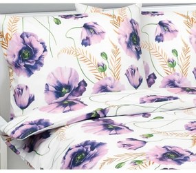 Bellatex Pościel bawełniana Kwiat fioletowy, 140 x 200 cm, 70 x 90 cm