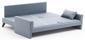 Jasnoniebieska rozkładana sofa 208 cm Bella – Balcab Home