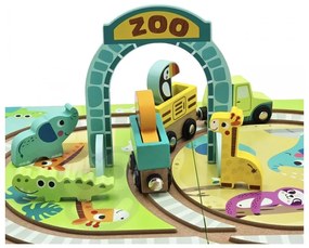 Tooky toy drewniany pociąg kolejka zoo ciuchcia na magnes tor w walizce