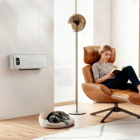 HOMCOM Oszczędny elektryczny grzejnik ścienny 2000W z 3 trybami, wyświetlaczem LED, termostatem, timerem i oscylacją, Biały | Aosom PL