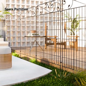 Outsunny Płot Ogrodowy z Kraty Furtka Vintage 365x0.8x112cm Czarny Odporny na Warunki Atmosferyczne | Aosom PL