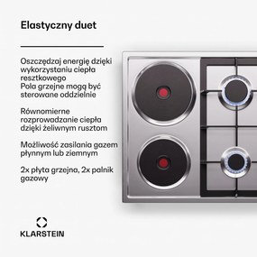 Klarstein Multichef 60cm Płyta Kombinowana 4 Strefy Gotowania Srebrny