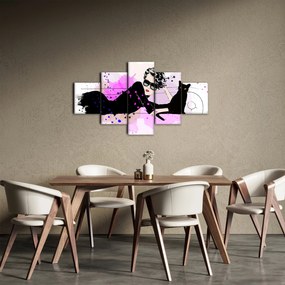 Obraz - Kobieta z czarnym kotem (125x70 cm)