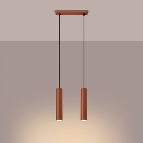 Lampa wisząca loft Toris, stal - 2 źródło światła 3000K - L.30 x H.105 cm - ochra czerwona