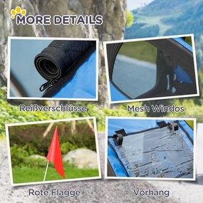 PawHut Przyczepa dla psów, składana przyczepa rowerowa dla zwierząt, wodoodporna, materiał Oxford, stal, 140 x 71 x 83 cm, Niebieski