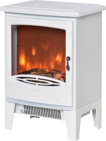 Kominek elektryczny LED kominek podłogowy z efektem płomienia 900/1800 W kolor biały | Aosom.pl