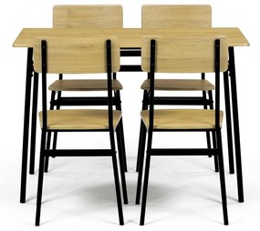 Zestaw jadalniany Industrial z 4 krzesłami, 110 x70 x 76 cm, dziki dąb