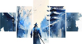 Obraz - Samuraj, akwarela (125x70 cm)
