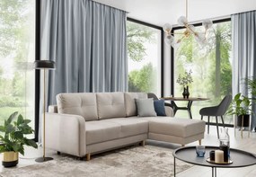 Narożnik z funkcją spania ROXI VELVET beżowy prawy/lewy ELTAP