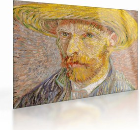Obraz na szkle - Vincent van Gogh, Self-Portrait with a Straw Hat (The Potato Peeler), reprodukcje (70x50 cm)