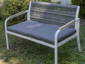 Dwuosobowa Sofa Ogrodowa Aluminiowa 122 cm RARO biała, szara