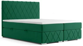 Łóżko kontynentalne AVELA 160x200 zielone velvet z pojemnikiem LAVERTO